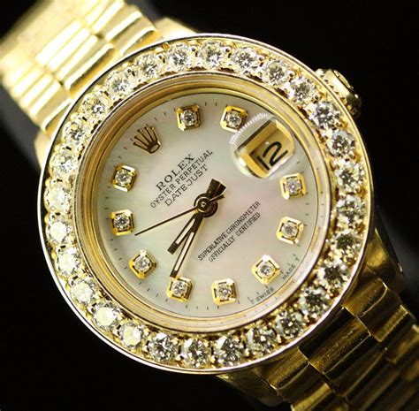 18k gold rolex diamonds|18k gold Rolex oysterperpetual watch.